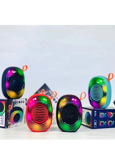 Kablosuz Bluetooth Hoparlör 5w Rgb Led Işıklı Speaker Mavi