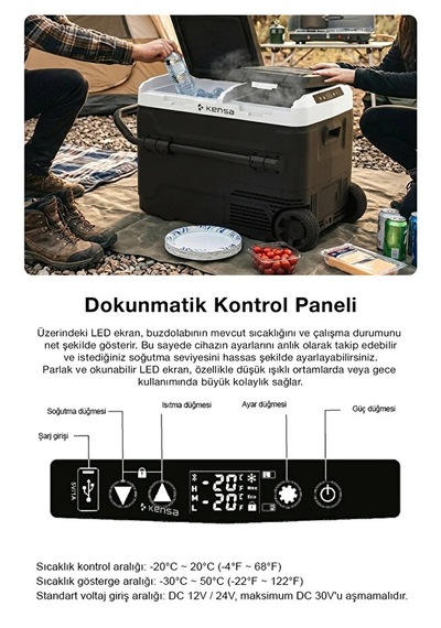 Taşınabilir Çift Bölmeli Araç Buzdolabı Ve Derin Dondurucu 40 Lt