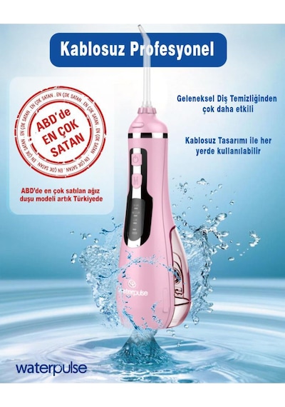 WaterPulse WP-V500-P Flosser Taşınabilir Şarjlı Masajlı Diş Protez Bakım ve Ağız Duşu