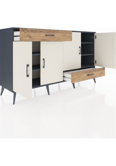 Hyperion Konsol 5 Raflı 2 Çekmeceli 4 Kapaklı 176x44x99 Antrasit- Antrasit-aytaşı/çam Hyperion Konsol 5 Raflı 2 Çekmeceli 4 Kapaklı 176x44x99 Antrasit- Antrasit-aytaşı/çam