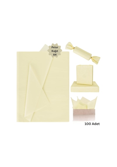 Açık Sarı Pelur Kağıdı-a4, Hediye, Çiçek Ambalaj Paketleme & Dıy Transparan Kağıt, 20x30cm, 100 Adet