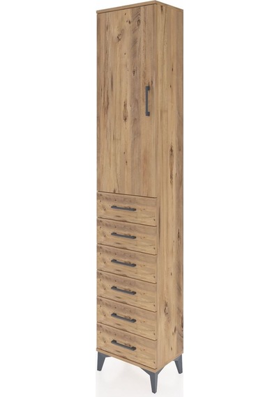 Arges Dolap 2 Raflı 6 Çekmeceli Tek Askılı 44x30x221 Çam-çam Çam