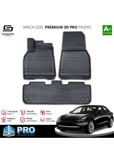 S-dizayn Tesla Model Y 3d Pro Havuzlu Paspas 2020-2025 A+ Kalite
