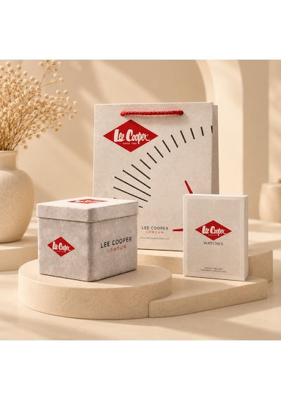 Lee Cooper Kahverengi Deri Kayış Yeşil Kadran 40 Mm Yuvarlak Erkek Kol Saati, Bileklik Hediyeli Gümüş