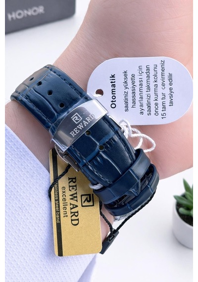 Reward İtalyan Bileklik Hediyeli Deri Kordon Otomatik Mekanizma 5 Atm Erkek Kol Saati W.148117.f1 Rose Gold - Gümüş