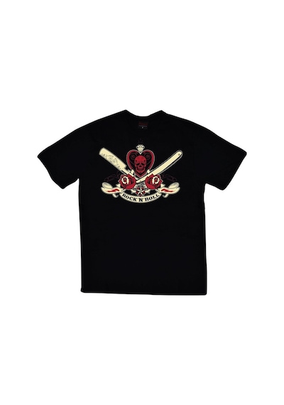 Stoned&Fame Rock And Roll Baskılı T-shirt SIYAH