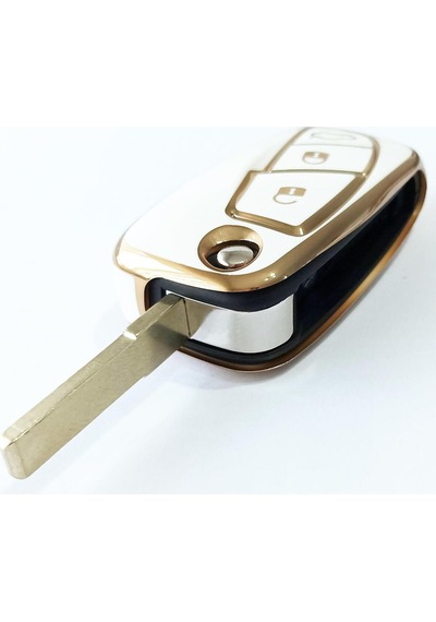 Linea Fiorino Nemo Bipper Uyumlu Nano Anahtar Kumanda Kılıfı Oto Anahtarlık Beyaz Gold