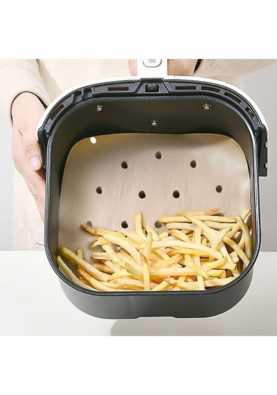 Airfryer Delikli Pişirme Kağıdı 50 Adet Hava Fritözü Kare Model Pişirme Kağıdı Airfryer Fritöz