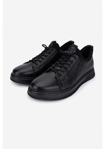 Valmenti Erkek Hakiki Deri Siyah Sneakers & Spor Ayakkabı 1204 0461-2297 Erk Ayk Y26 Sıyah Atlas