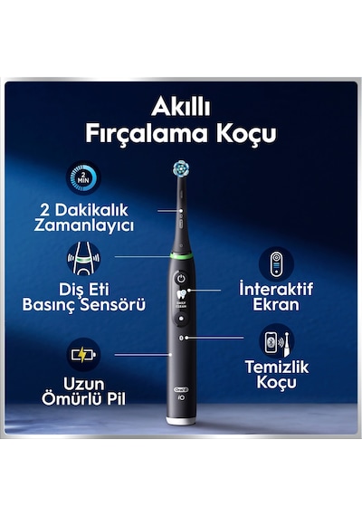 Oral-b İo6 Siyah Şarjlı/elektrikli Diş Fırçası, 2 Fırça Başlığı, Uzun Ömürlü Pil, Premium Seyahat Kabı 95852477