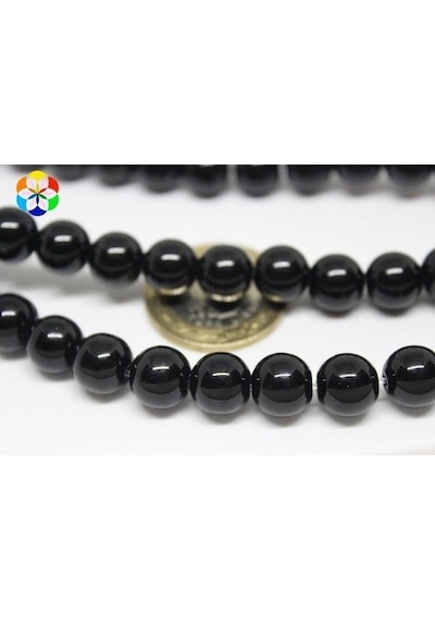 Yasam Tohumu Onix Oniks Taşı Parlak Yarım Dizi 10 MM 18 CM Çok Renkli