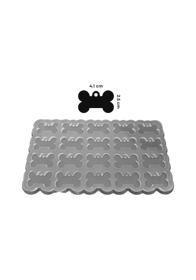Tahtakale Toptancı Silikon Kalıp Epoksi Çoklu Köpek Kemik Tasma Künyesi Kalıbı 20 Li 4.1 X 2.5 Cm