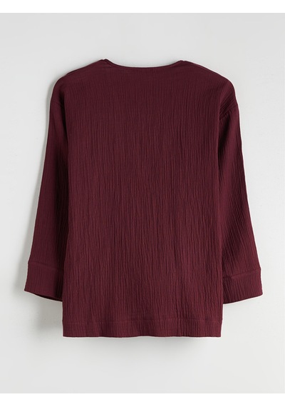 Lcwaıkıkı Classic Bordo Kruvaze Yaka Dokulu Kadın Kimono