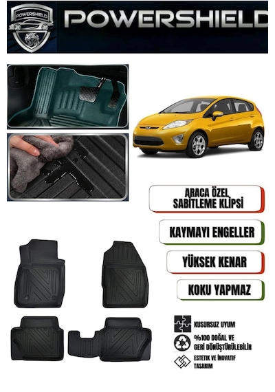 Powershıeld Ford Fiesta 2009-2017 Arası Uyumlu Araca Özel Premium 5d Havuzlu Oto Paspas Takımı