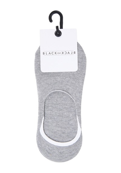 Black On Black Gri Melanj Kadın Babet Çorabı Ymr003
