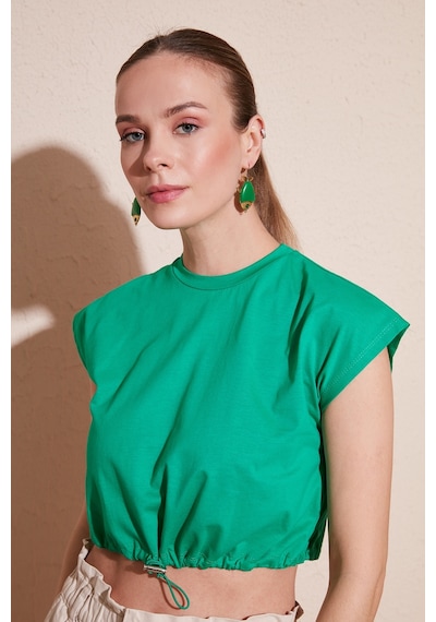 Lela Bisiklet Yaka % 100 Pamuk Crop Bayan T Shirt 5865587 Benetton