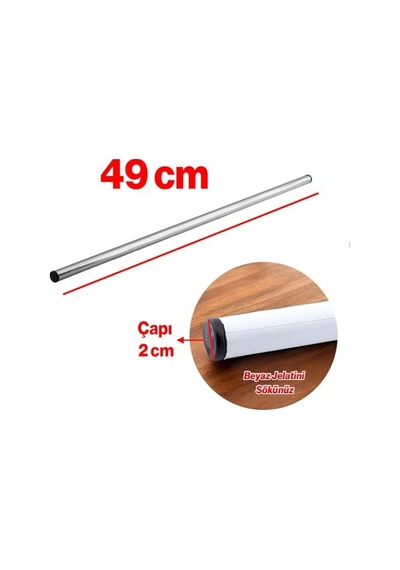 Alüminyum Silindir Yuvarlak Metal Oklava Tekli 49 Cm Mutfak Börek Hamur Un Yufka Açma Krom Renk