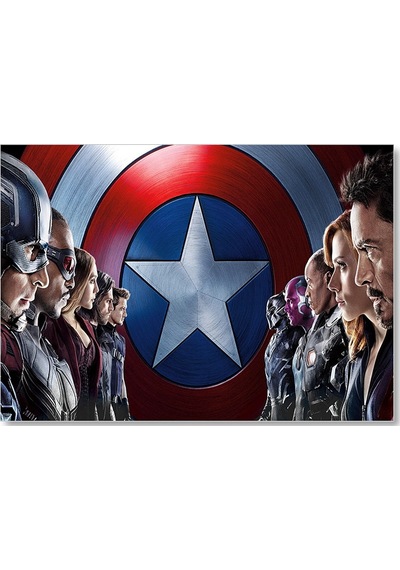 Cakasepetim Marvel Avengers Infinity Savaş Afişi Kaptan Amerika İç Savaş Görseli Ahşap Mdf Tablo