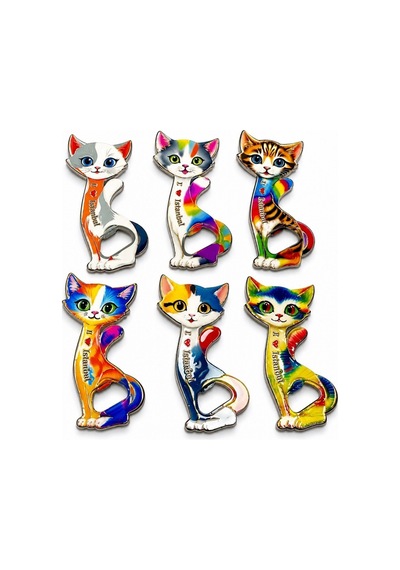 Kedi Tasarımı İstanbul Temalı Buzdolapı Süsü Magnet Alk5409