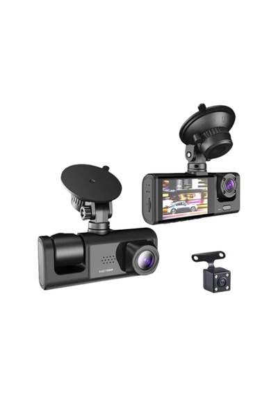 Ön + 720p Arka & İç Kamera Suya Dayanıklı Araç Güvenlik Kamerası