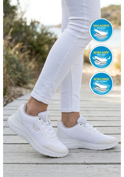 Walkway Pete G Beyaz Fileli Hafif Esnek Unisex Spor Ayakkabı