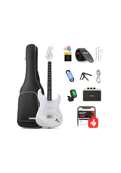 Donner Dst Seeker Deluxe Amfili Elektro Gitar Seti Beyaz
