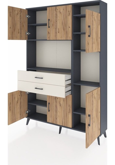 Arges Dolap 9 Raflı 2 Çekmeceli 6 Kapaklı 132x30x195 Antrasit... Antrasit Arges Dolap 9 Raflı 2 Çekmeceli 6 Kapaklı 132x30x195 Antrasit... Antrasit