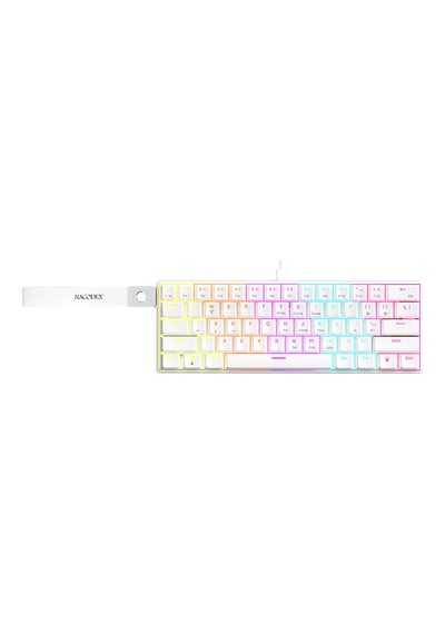 Ajazz Nk61 Red Switch Kablolu Hot-swap Klavye Rainbow Aydınlatma Taşıma Bandı Beyaz