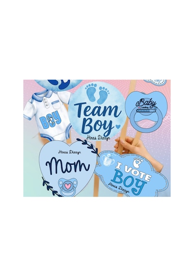 Mavi Erkek Bebek Baby Shower Konuşma Balonu Seti 8 Adet Büyük Boy
