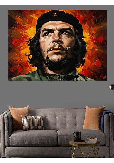 Portre Sanatı Che Guevara İllüstrasyonu Dekoratif Kanvas - Mdf Ahşap Tablo