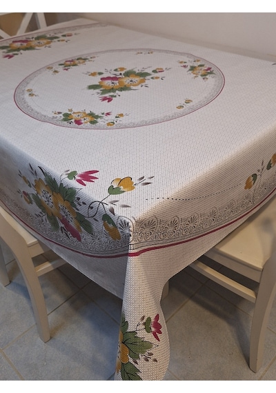 Dora Pano Elyaf Tabanlı Pvc Muşamba - Desenli Silinebilir 140 X 140 Hazır Masa Örtüsü Pembe
