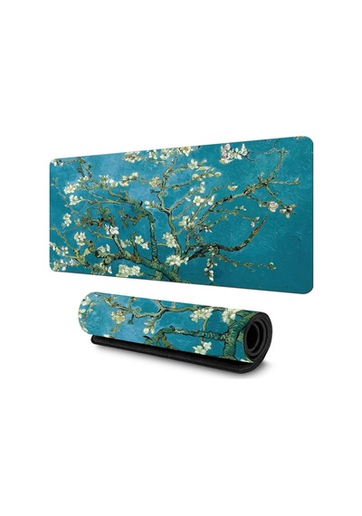 Van Gogh Desenli Masa Pedi 60x30 Cm 3 Mm Kaymaz Tabanlı Desk Mat Kumaş Mouse Pad Ofis Home Office İçin Geniş Pürü