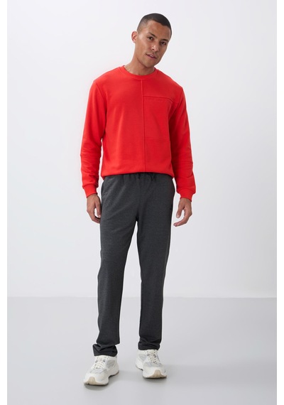 Tommy Life Antrasit Melanj Bağcıklı Cepli Standart Kalıp Klasik Paça Erkek Eşofman Alt - 84682 Antrasit - Melanj