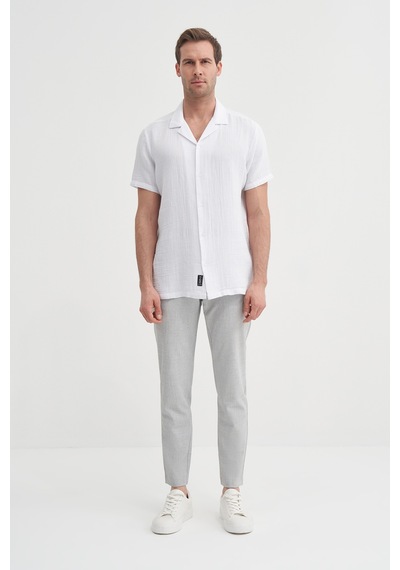 Cazador Regular Fit Pamuklu Kısa Kol Gömlek Beyaz