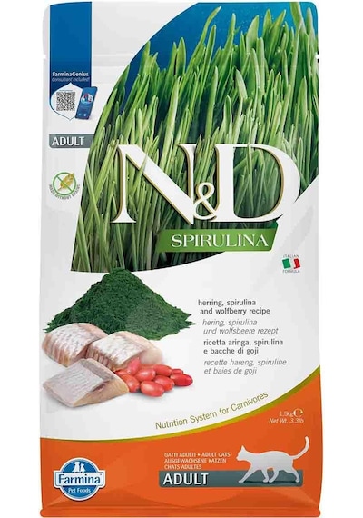N&D Spirulina Ringa Balıklı Yetişkin Kedi Maması 1500 G
