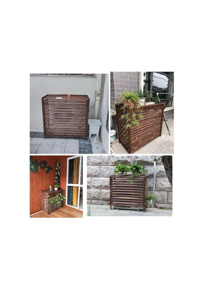 Büyük Dış Mekan Klima Kapağı Ve Çit Perdesi, Balkon Ve Bahçe İçin Masif Ahşap Dekoratif Çiçek Rafı, Kolay Kurulum L110xg50xy85cm Diğer