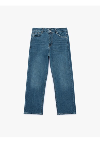 Koton Pamuklu Normal Bel Düğmeli Düz Paça Denim Pantolon - Straight Fit Jean Orta İndigo 7wal40093md Koton Pamuklu Normal Bel Düğmeli Düz Paça Denim Pantolon - Straight Fit Jean Orta İndigo 7wal40093md