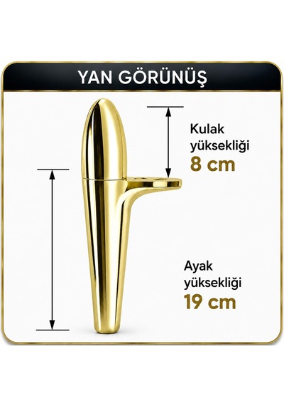 Alesta 19 Cm Kulaklı Altın Kaplama Sert Plastik Sehpa Ayağı Mobilya Kanepe Koltuk Ayağı Ayak 6395751