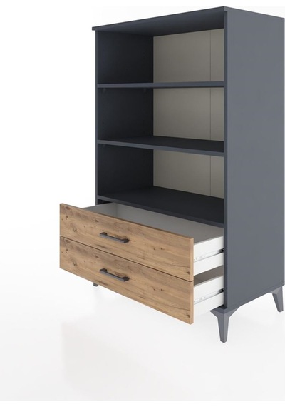 Hyperion Dolap 3 Raflı 2 Çekmeceli 88x44x134 Antrasit-çam Antrasit Hyperion Dolap 3 Raflı 2 Çekmeceli 88x44x134 Antrasit-çam Antrasit