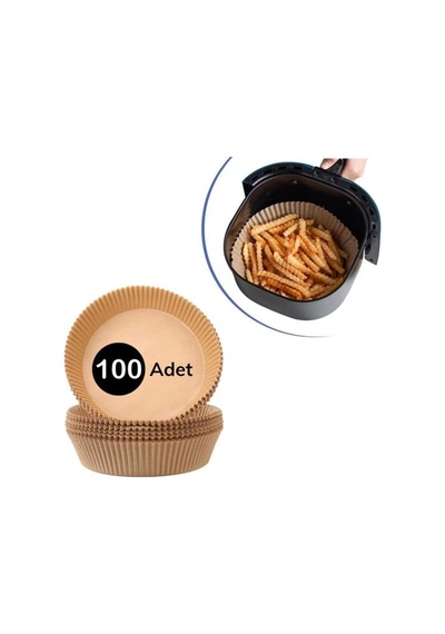 100 Adet Air Fryer Pişirme Kağıdı Tek Kullanımlık Yağlı Kağıdı Yuvarlak Tabak Model Bx40