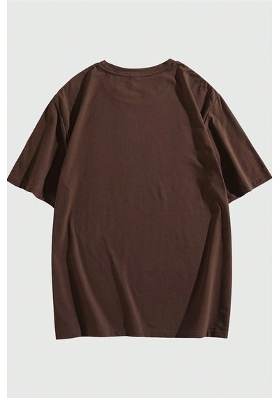 Uyguntarz Can Dostum Köpeğim Temalı Unisex Oversize Tshirt Kahverengi