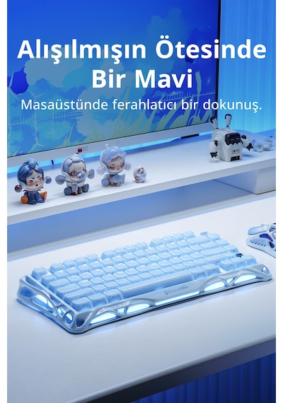 Gravastar Mercury K1 Rgb Kablosuz Mekanik Gaming Klavye, Alüminyum Çerçeveli, İngilizce Q, Special E