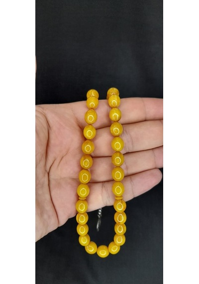 Anemore Collection Çubuk Kehribar Tesbih Sarı Renk Beyzi Kesim T-377