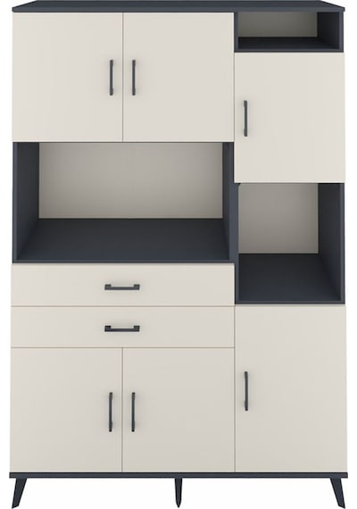 Hyperion Dolap 9 Raflı 2 Çekmeceli 6 Kapaklı 132x44x195 Antrasit-aytaşı/aytaşı Aytası/aytası