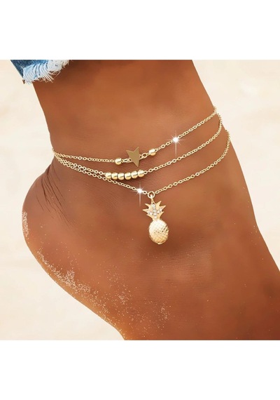 Brezza Lusso Jewelry Boncuklu Ananas Bayan Ayak Halhal No2 Çok Renkli