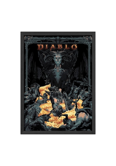 Diablo Siyah Ahşap Çerçeveli Poster, Dekoratif Oyun Duvar Tablosu