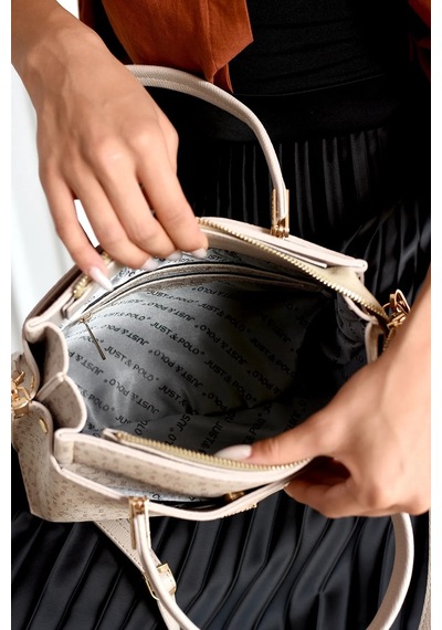 Just Polo Kadın Monogram Baskılı Yeni Sezon El Ve Omuz Çantası 232031mh Taş