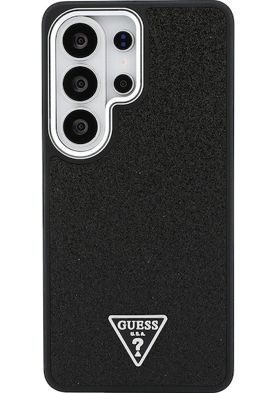 Galaxy Uyumlu S26 Ultra Kılıf Guess Lisanslı M-safe Metal Kamera Çerçeveli Üçgen Logolu Glitter Kapak Siyah Siyah