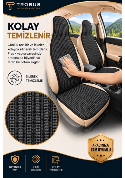 Ford Ranger 2012-2018 Üniversal Örme Ön 2 Parça Minder Terletmez Kaymaz Taban Füme