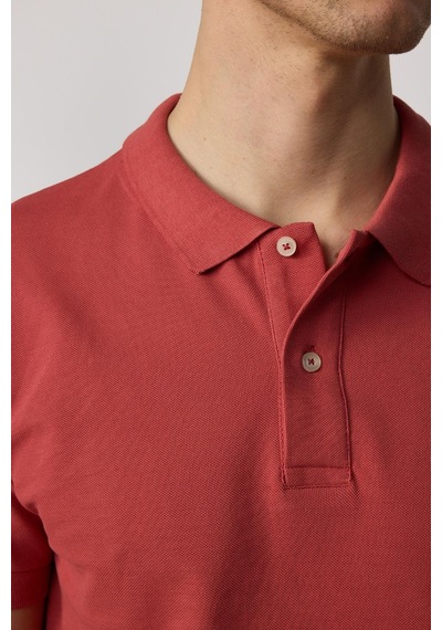 Tudors Slim Fit Düz Polo Yaka Erkek Kiremit Turuncu Tişört-20796-Kıremıt Kiremit
